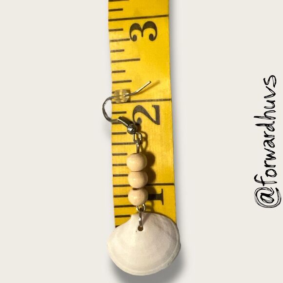 Bundle Sale 3 for $15 | Boho Beach Shell Earrings with Wooden Beads - Picture 6 of 7